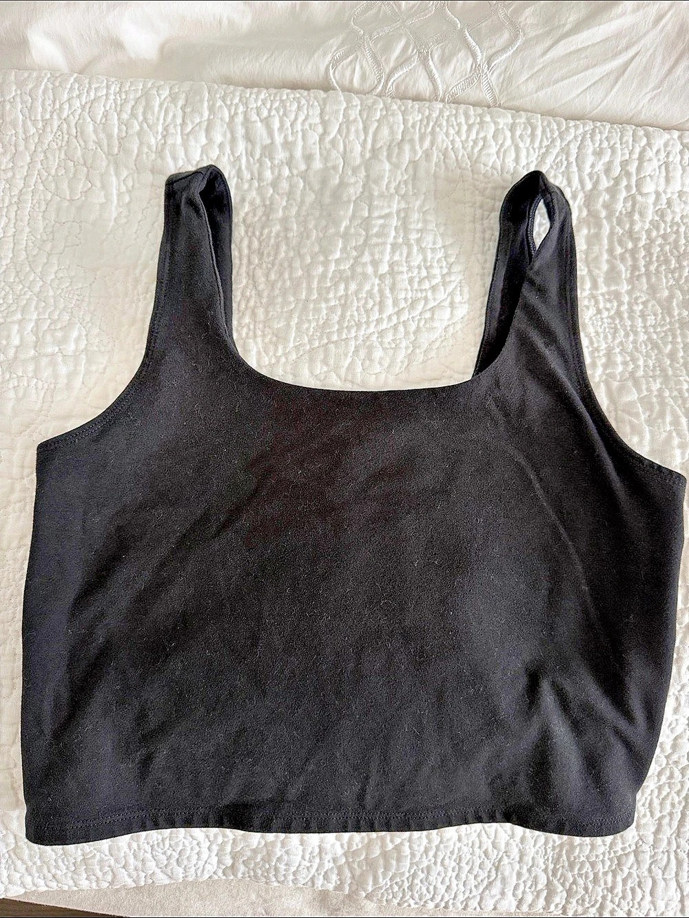 Pact On The Go-To Square Neck Tank Black Crop Top Medium